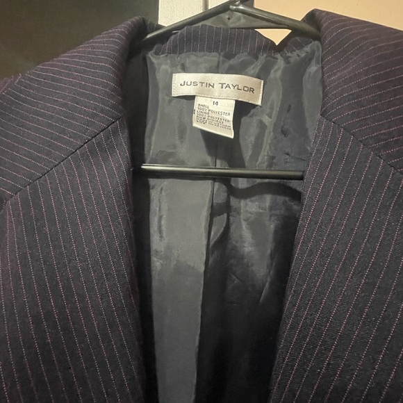 Just...Taylor Dark Purple Pinstripe Blazer - Picture 3 of 5